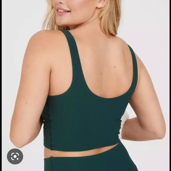 🆕️NWT Offline by Aerie Real Me Low Key Waffle Sports Bra in 'Deep Forest Green' - Picture 4 of 15